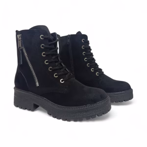 Bottines en Cuir Femme Réf : B201 – Noire Dain