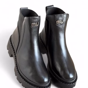 Bottes Femme en Cuir Noire Tendance Réf - 030