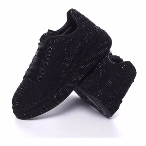 Baskets Pailletés Tendance - Noire - Réf : V079